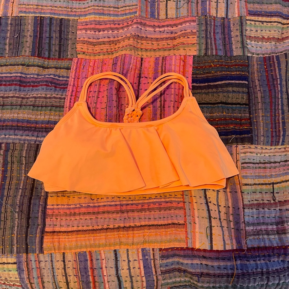 KNOTTED BACK Orange Swim Top
